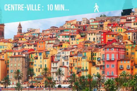 Le Montfleuri- Centre-Ville - Parking Prive - Vue Mer ม็องตง ภายนอก รูปภาพ